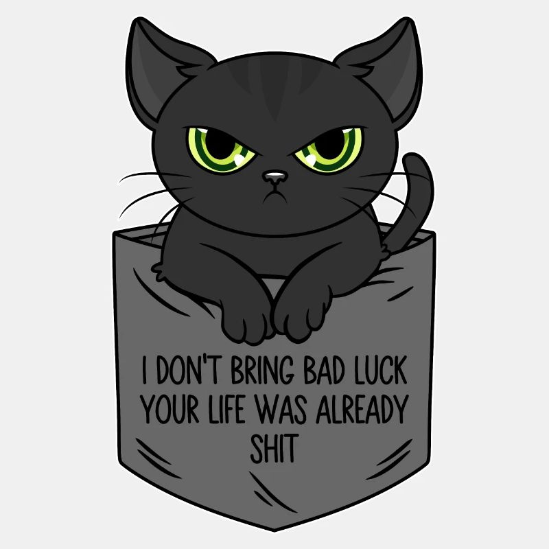 Black Cat Breast Pocket I Bring No Bad Luck