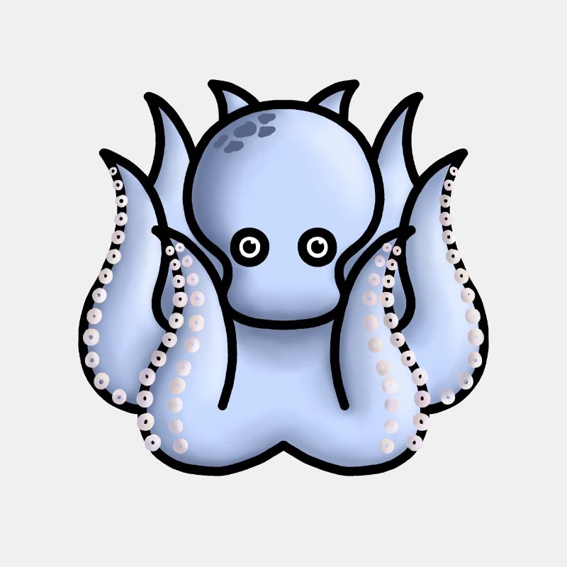 little cute light blue octopus