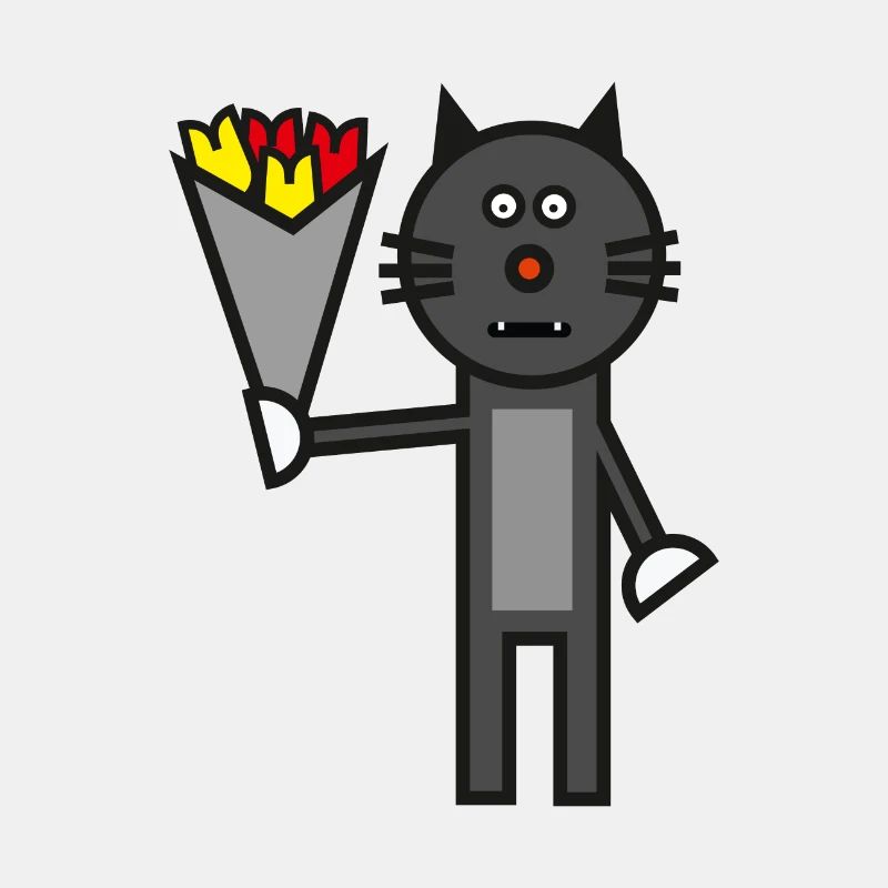 Katze Comic Blumenstrauß Geschenk