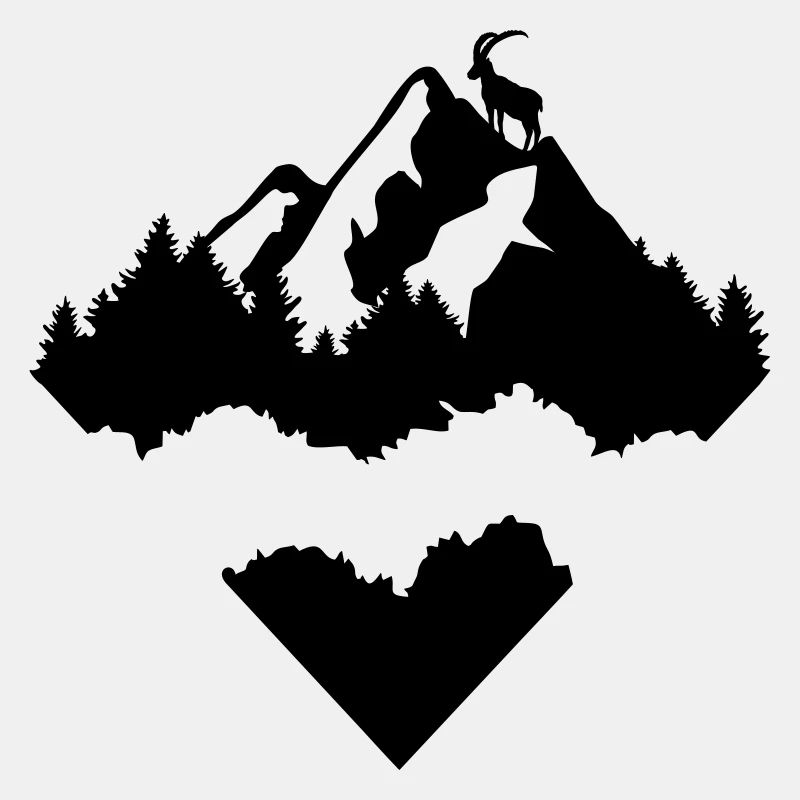 Berge, Wald und Steinbock