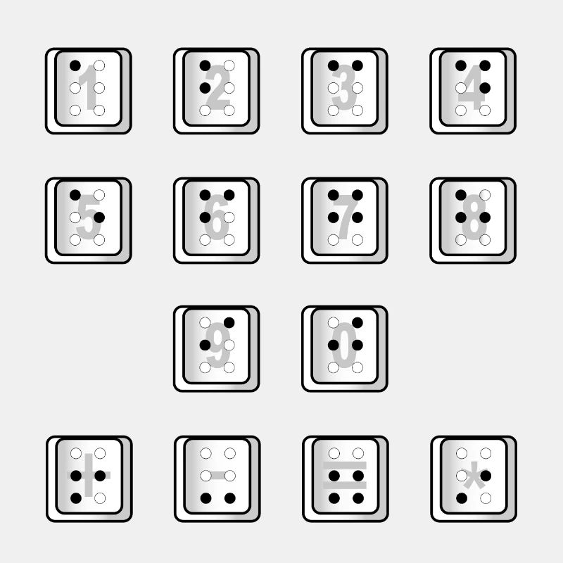 Braille-Computer-Schlüsselnummern