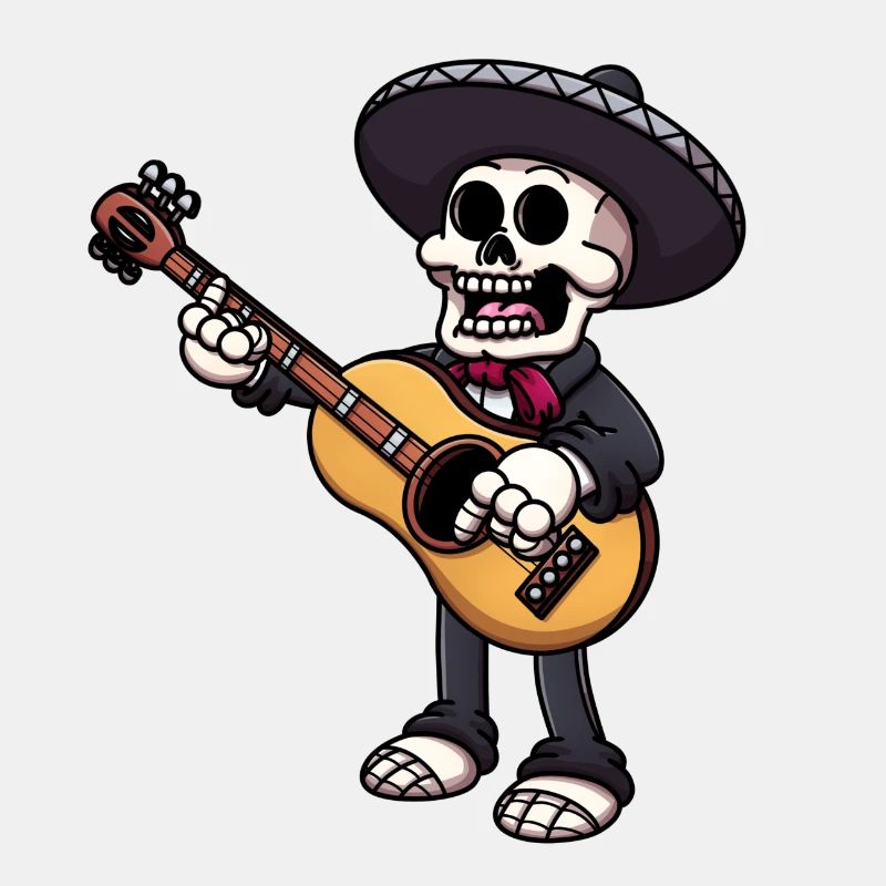 Mariachi Skeleton spielt Gitarre