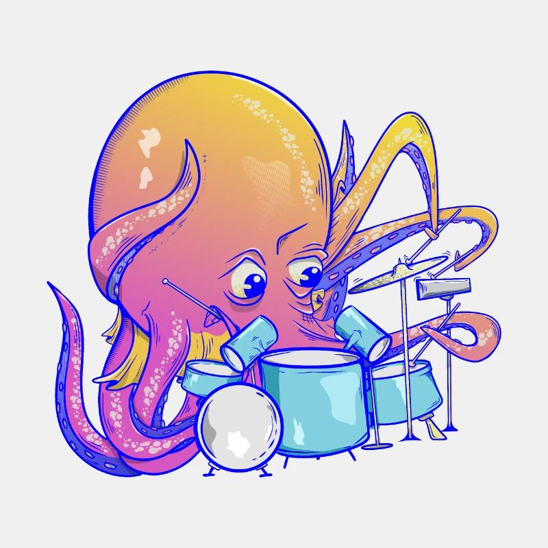 Octopus plays drums