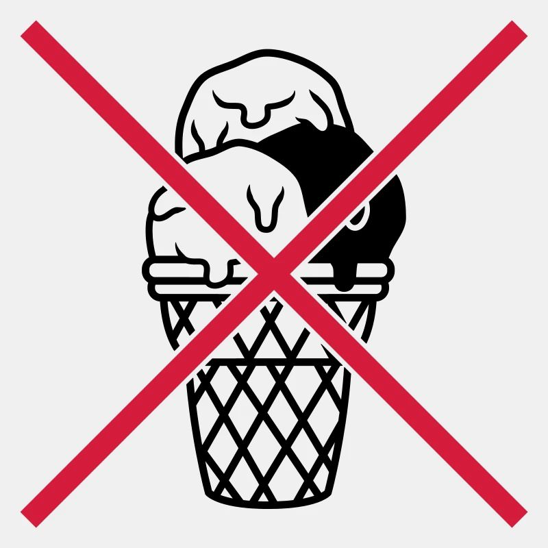 Schild keine Eiskugeln Waffel