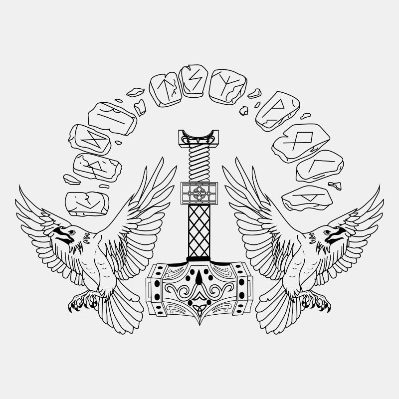 Viking Symbol Mjölnir Ravens Runes Celts North