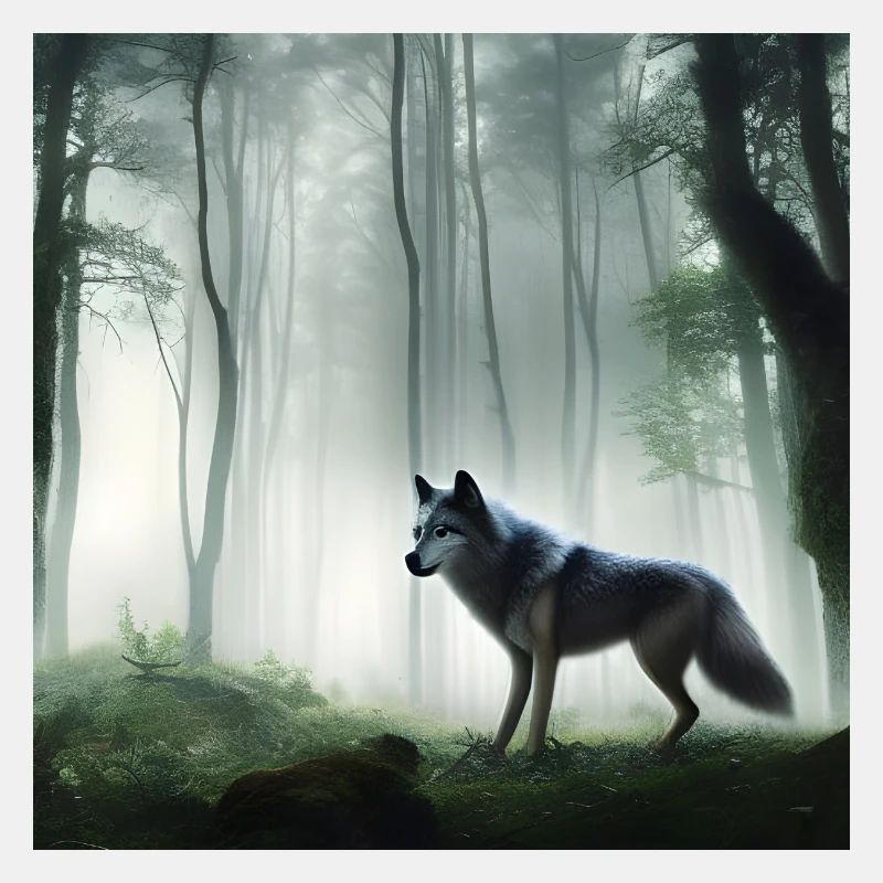 Flauschiger Wolf im Wald