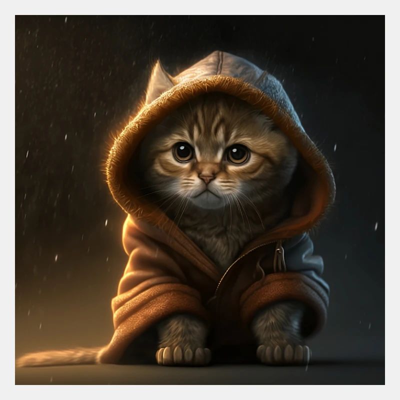 Le chat mignon a trop froid avec un pull à capuche