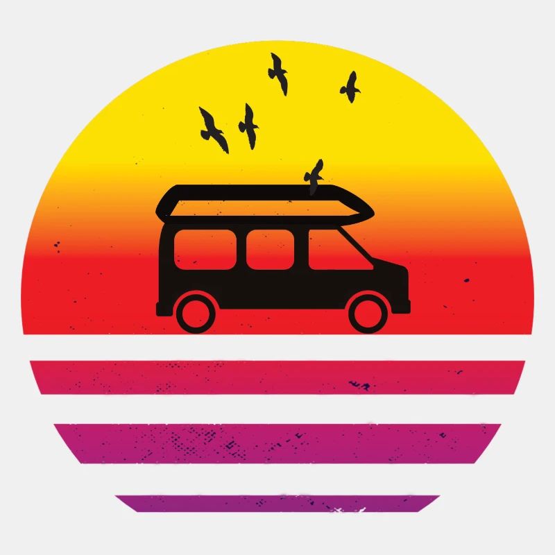 Camper Van Retro Sunset Vintage Campervan