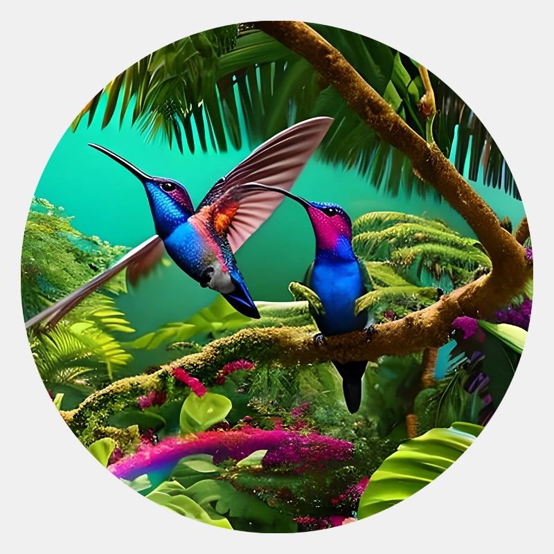 Les colibris dans la forêt tropicale dans l’art numérique