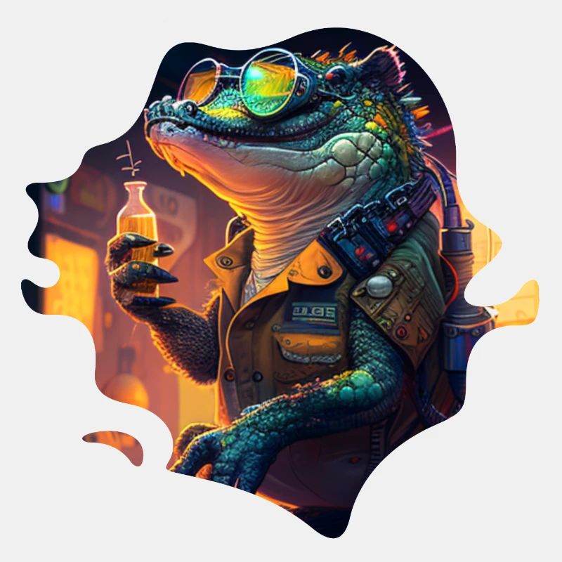 Krokodil-Mecha im Steampunk-Cyborg-Stil