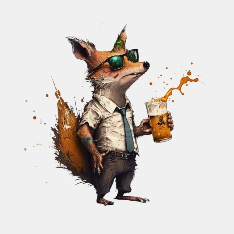 Lässiger Fuchs mit Bier
