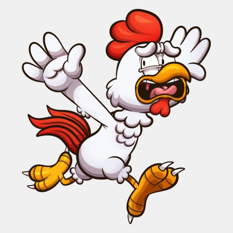 Verängstigtes Cartoon-Huhn
