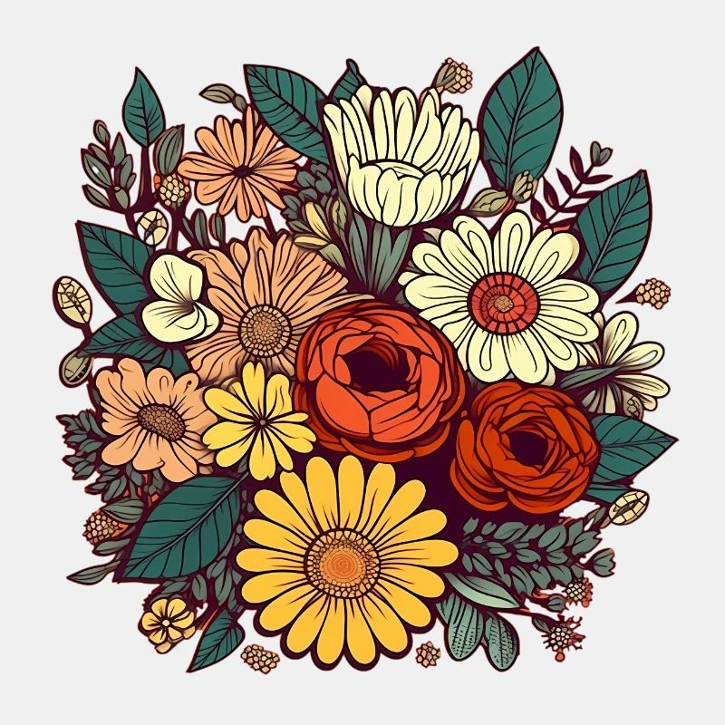 Fleurs dans le style boho retro 01