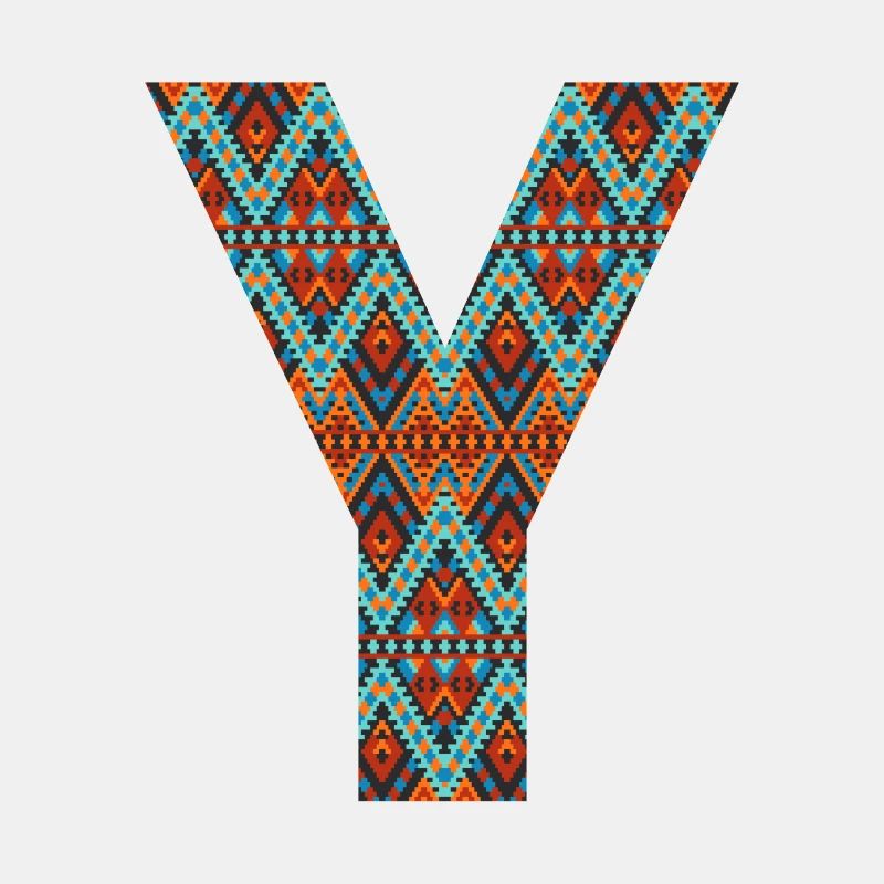 Buchstabe Y- Boho-Design, buntes Monogramm