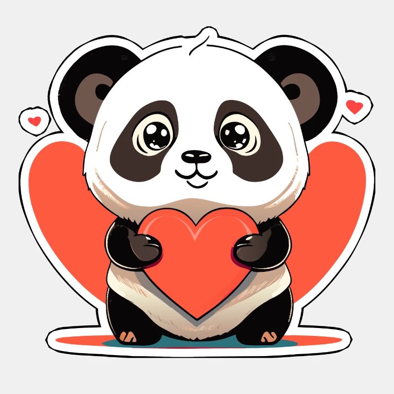 panda with heart