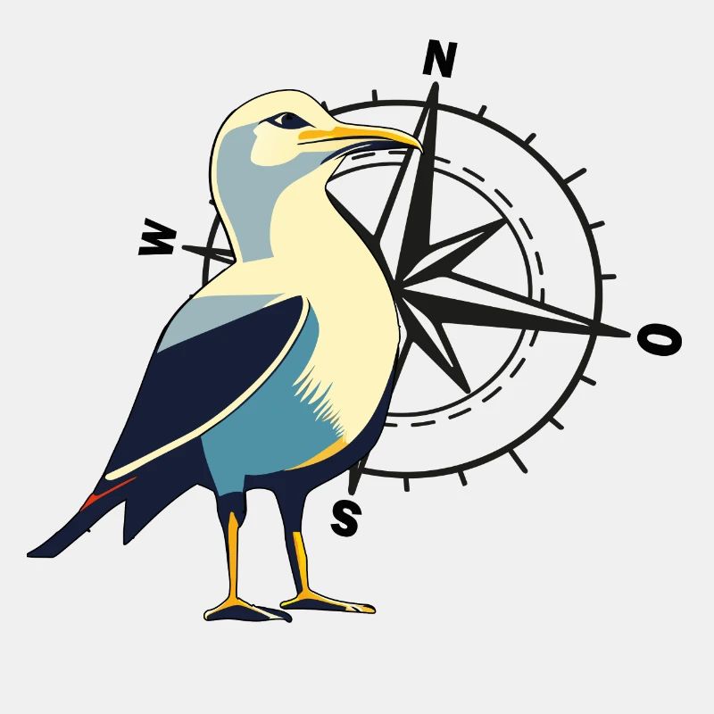 Möwe mit Kompass