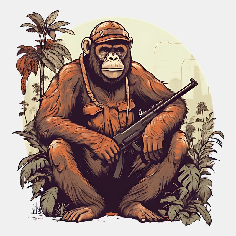 Bewaffneter Affe zum Regenwaldschutz