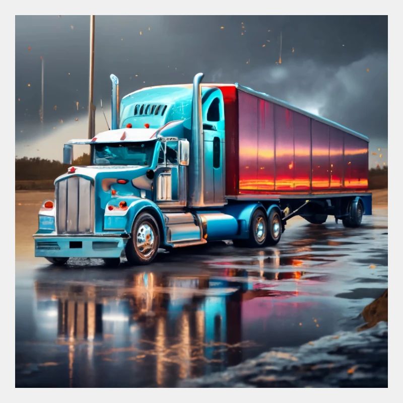 blauer und roter LKW