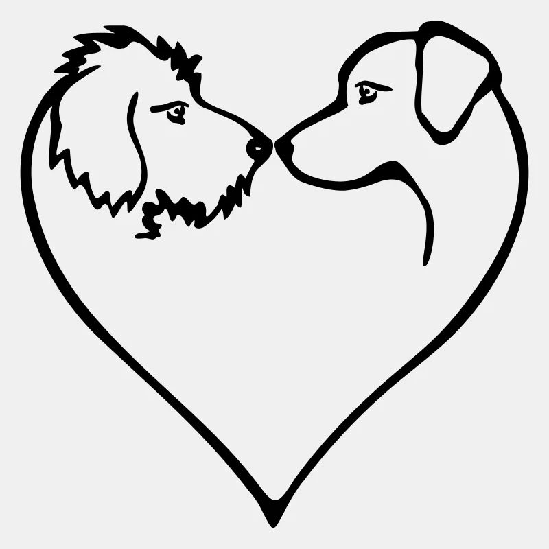 Hundeherz 2 Hunde - Farbwechsel