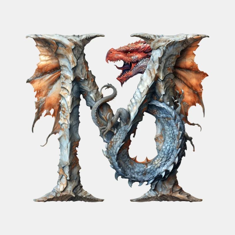 Lettre « M » en forme de dragon.