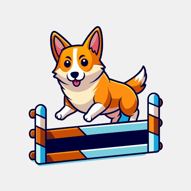 Art du parcours d’agilité Corgi déterminé