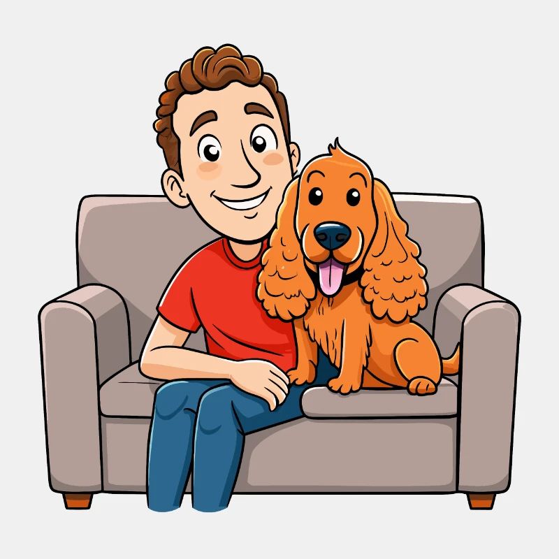 Liebevoller Cocker Spaniel kuschelt auf der Couch