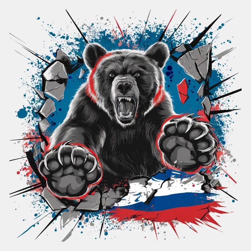 Bär mit russischer Flagge