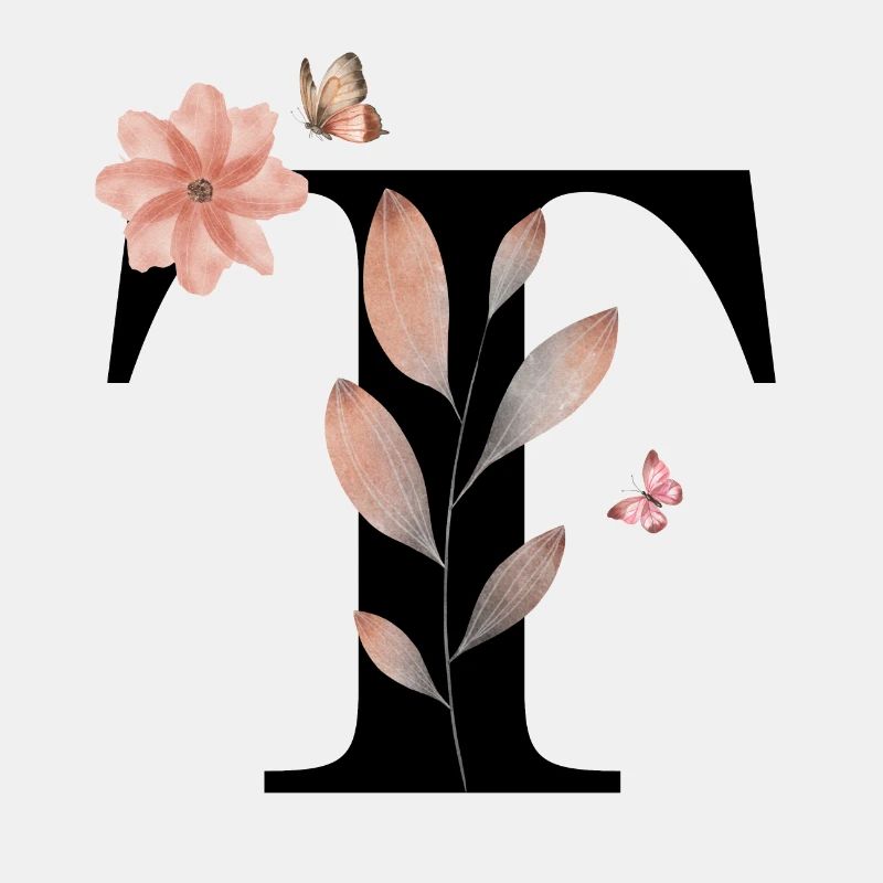 Buchstabe t Wildblumen Aquarelle
