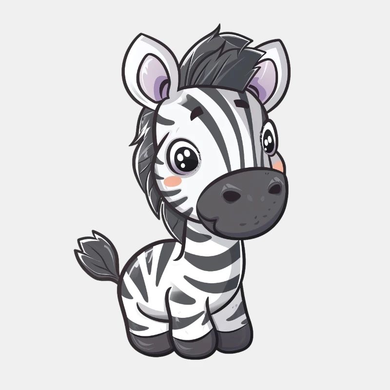 Comic-Stil Kawaii Zebra Aufkleber – Isoliert
