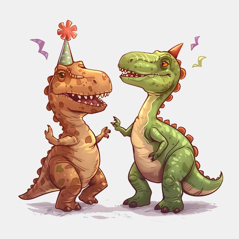 Zwei tanzende Dinosaurier