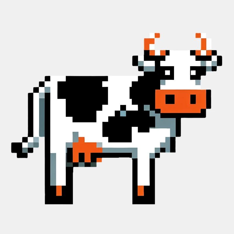Pixel Cow Retro Pixel Graphics Basic design 2D Pixel