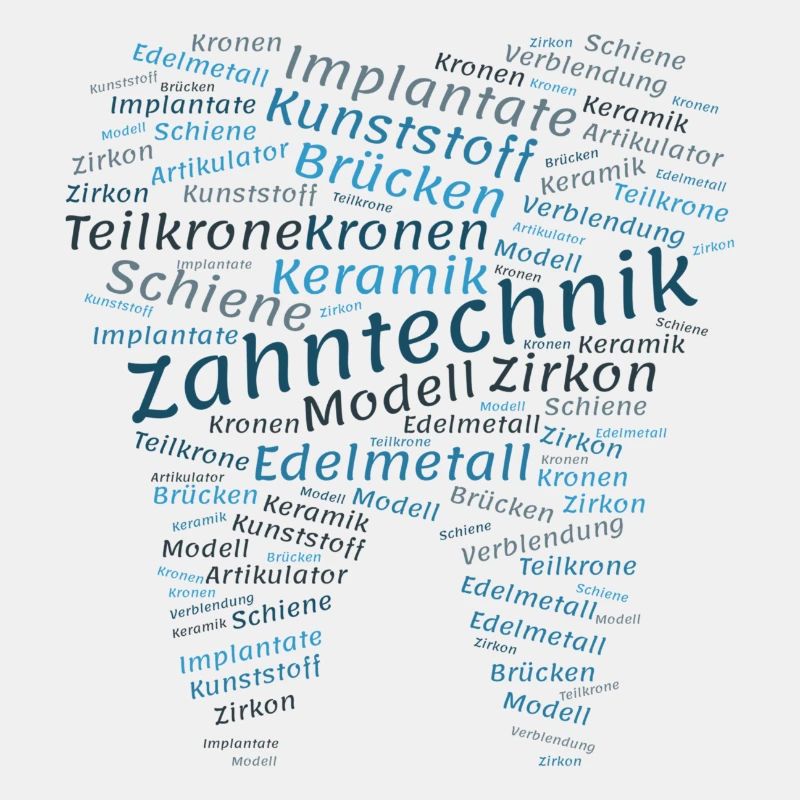 Zahntechnik Wordcloud blau