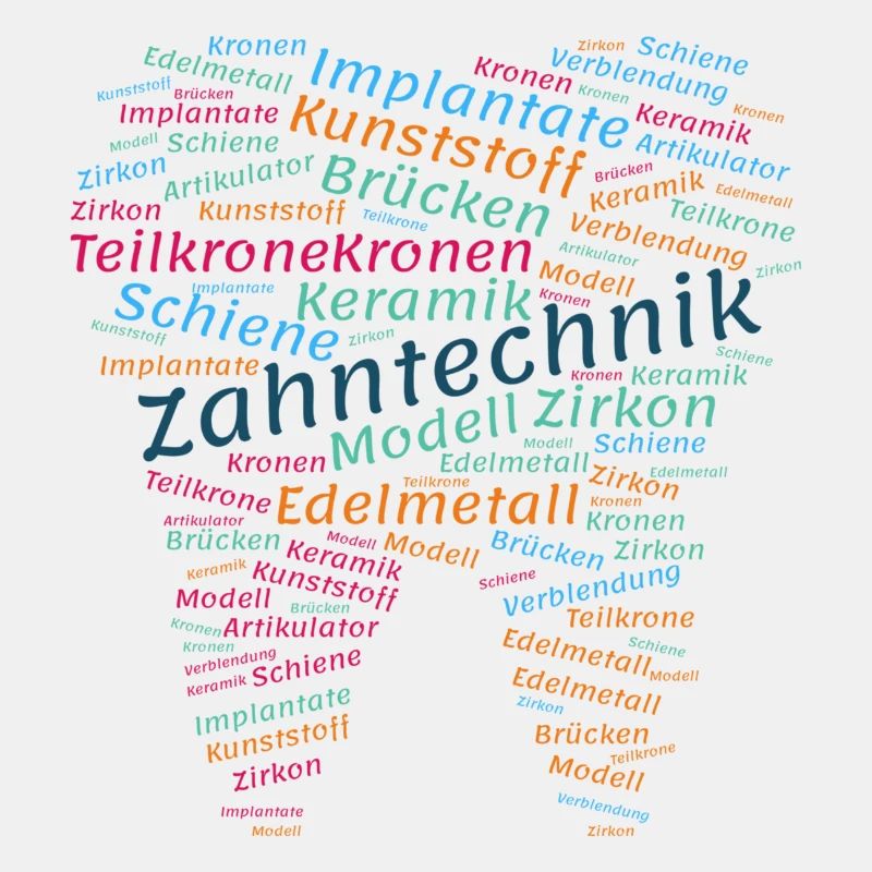 Zahntechnik Wordcloud bunt