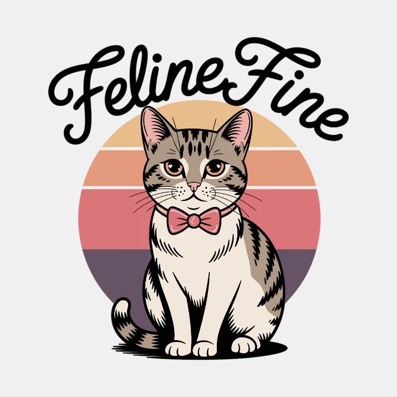 Feline Fine – Retro Sunset Cat