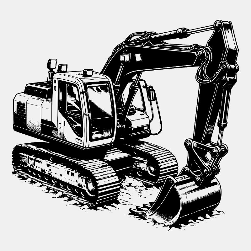 Technik trifft auf Kraft Muskelprotz Bagger