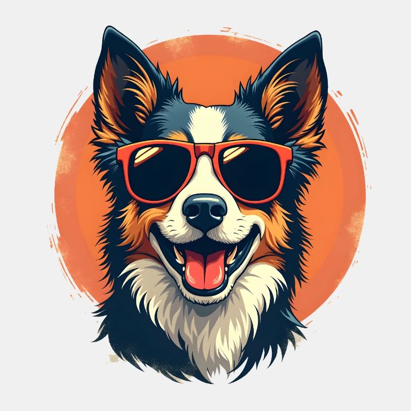 Lächelnder Hund im Retrodesign