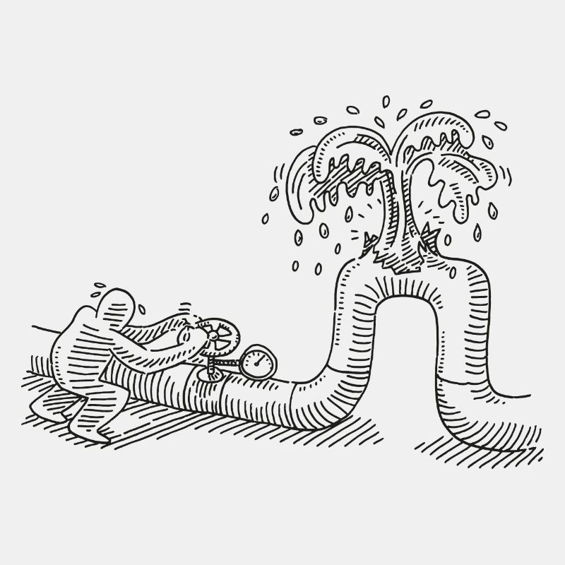 Technicien Problème de pipeline Dessin de fuite d’huile
