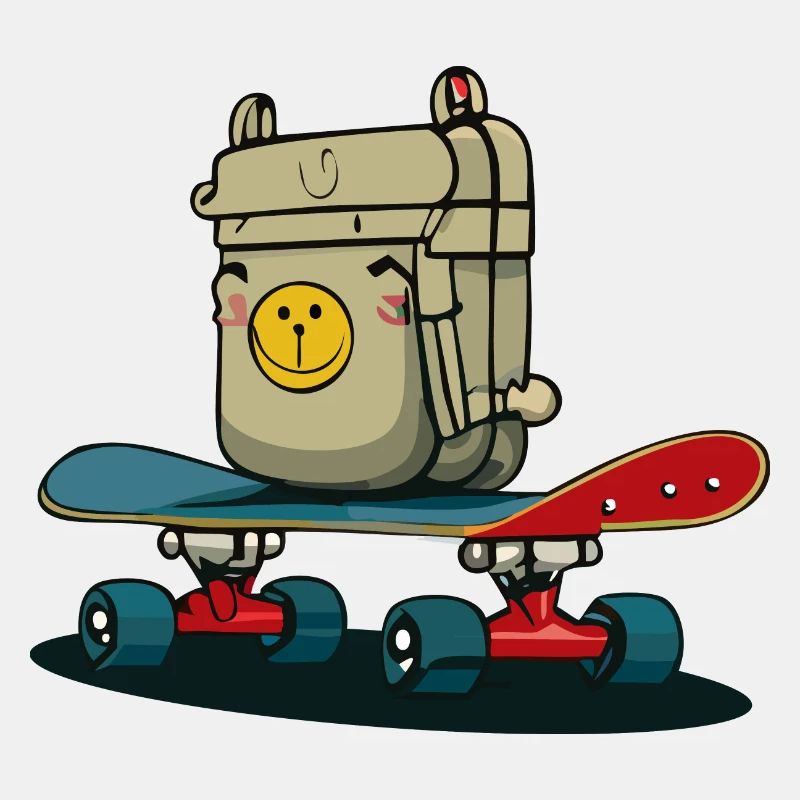 Skateboard und Rucksack