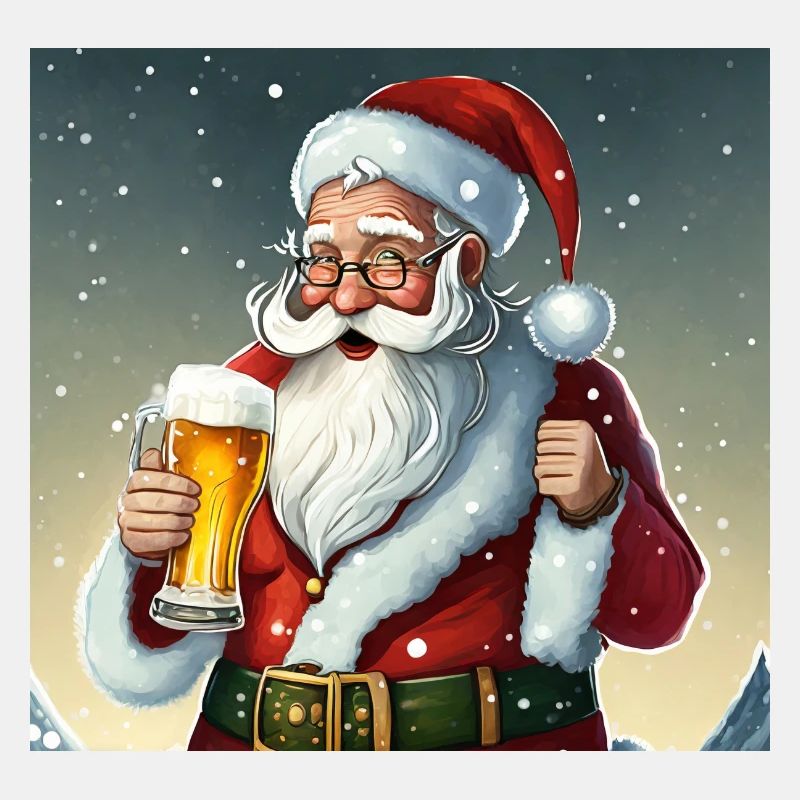 Weihnachtsmann mit Bier in der Hand