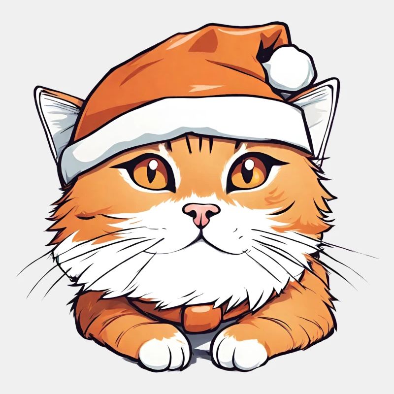 Chat orange de noel
