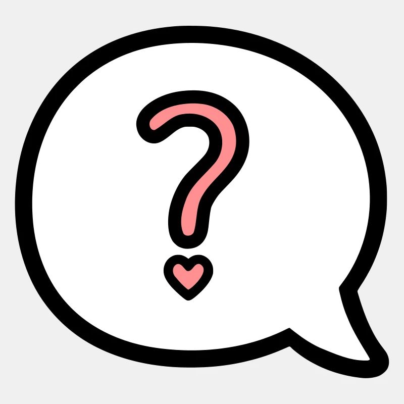 Boule de dialogue avec point d'interrogation et coeur