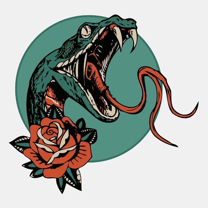 serpent rose fleur vipere cobra langue 403 A