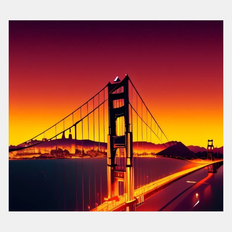 Coucher de soleil sur le Golden Gate Bridge de San Francisco
