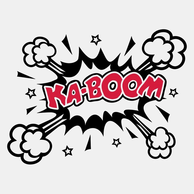 KABOOM, comique, bouffon, ballon, explosion,étoile