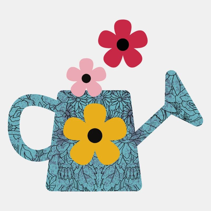 Gießkanne mit Blumen