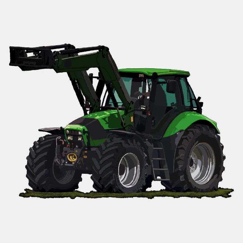 Hellgrüner Traktor mit Frontlader