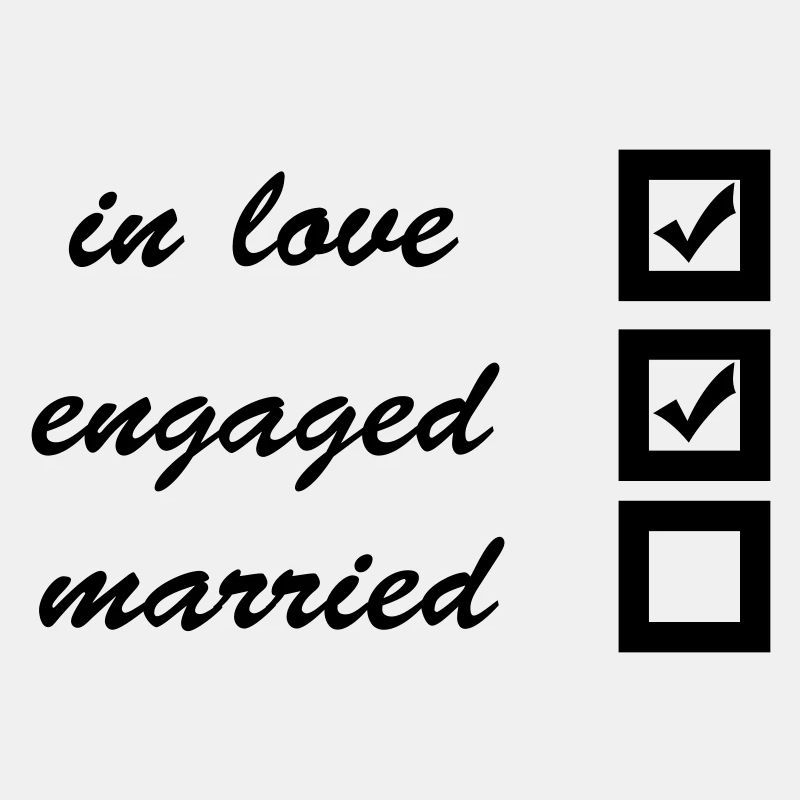in love, engaged, married