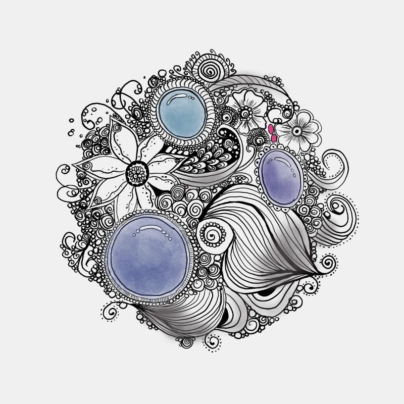 Fleur de centrife avec perles bleues