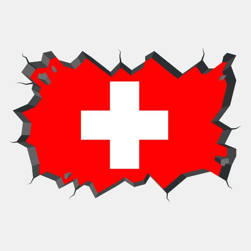 Schweizer Flagge Eisblock Risse Schweiz