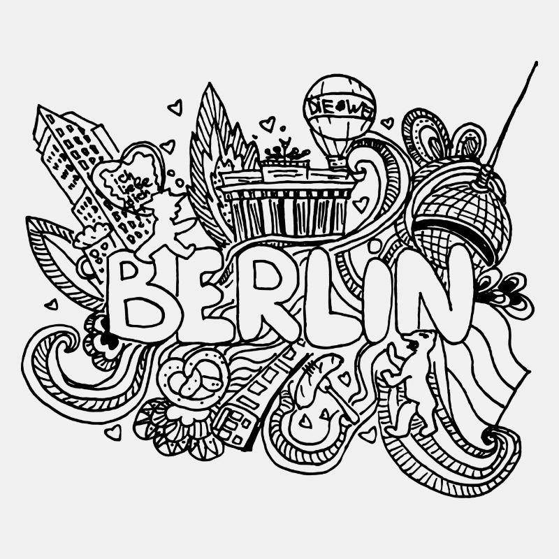 Berlin Berliner Skyline Graffiti Schrift Doodle